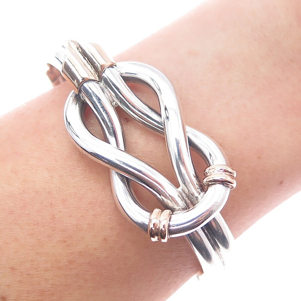 Spritzer & Fuhrmann Sterling Silver 14K Gold Vintage Love Knot Bracelet 6.75"